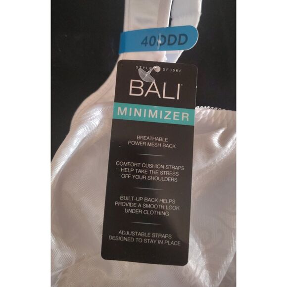 NWT Bali Satin Tracings Underwire Minimizer Bra Size 40DDD White Curvy DF3562 - Picture 4 of 5